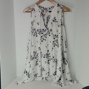 Free People Swing White Blue Floral Tunic Tank Dress Size S